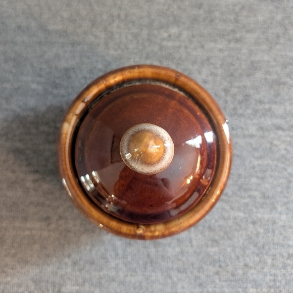 Brown Drip Glaze Pottery Jar/Sugar Bowl/Cannister with Lid - Picture 3 of 5